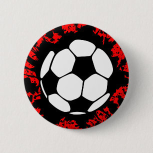 soccer splat. 6 cm round badge
