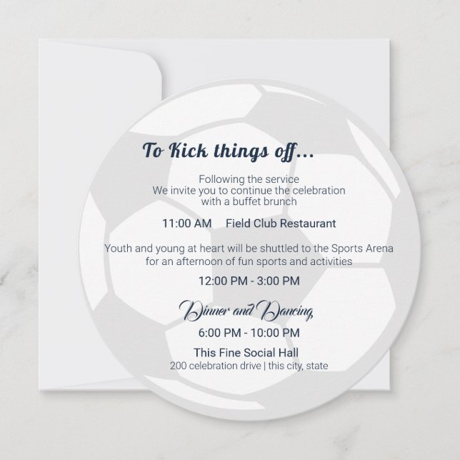 Soccer Sport Bar Mitzvah Details and Info Invitation (Front)