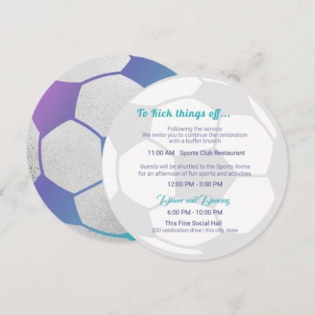 Soccer Sport Bar Mitzvah Details and Info Invitation (Front/Back)