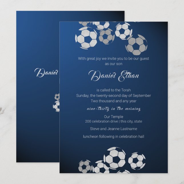 Soccer Sport Bar Mitzvah Invitation (Front/Back)