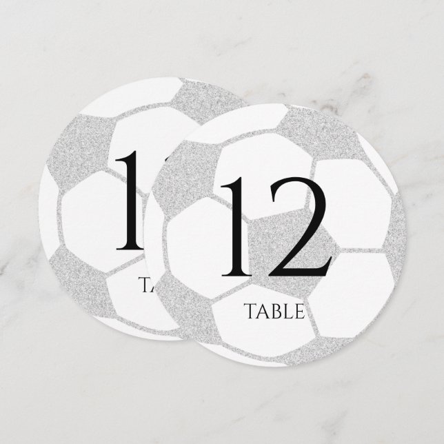 Soccer Sport Silver Table Number (Front/Back)