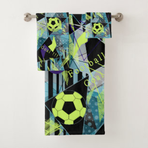 soccer sports ball game bath towel set