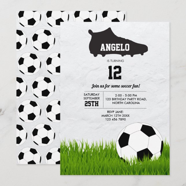 Soccer Sports Ball Kids Birthday Invitation (Front/Back)