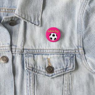 Soccer Sports Birthday Boy Pink Party Button
