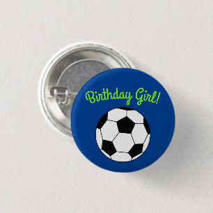 Soccer Sports Birthday Girl Party 3 Cm Round Badge