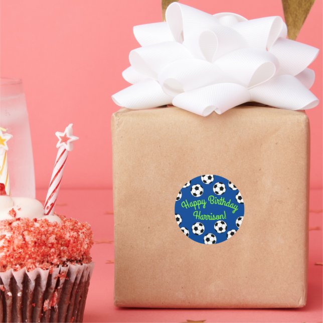 Soccer Sports Birthday Party Classic Round Sticker (Party)