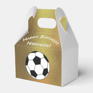 Soccer Sports Birthday Party Dark Gold White Favour Box