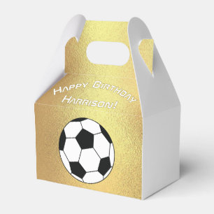 Soccer Sports Birthday Party Gold White Favour Box