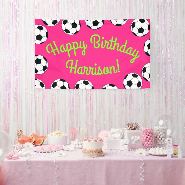 Soccer Sports Birthday Party Pink Banner (Party)