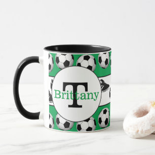 Soccer sports customisable add name coffee mug