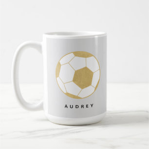 Soccer Sports Gift Custom Name Gold Coffee Mug