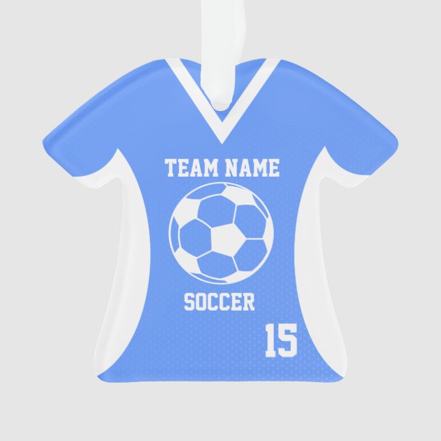 Soccer Sports Jersey Blue with Photo Ornament (Front)