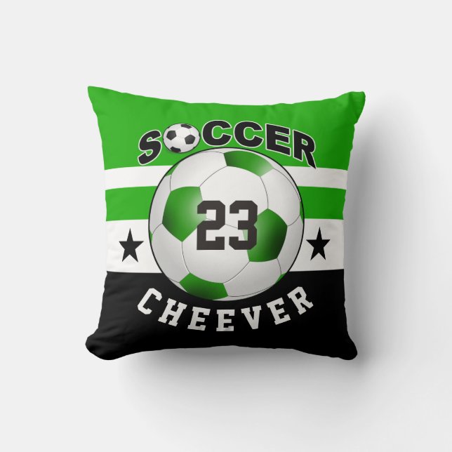 Soccer Sports Jersey Custom Name Number | green Cushion (Front)
