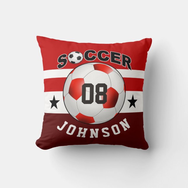 Soccer Sports Jersey Custom Name Number | red Cushion (Front)