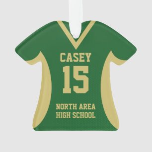 Soccer Sports Jersey Green and Gold Ornament