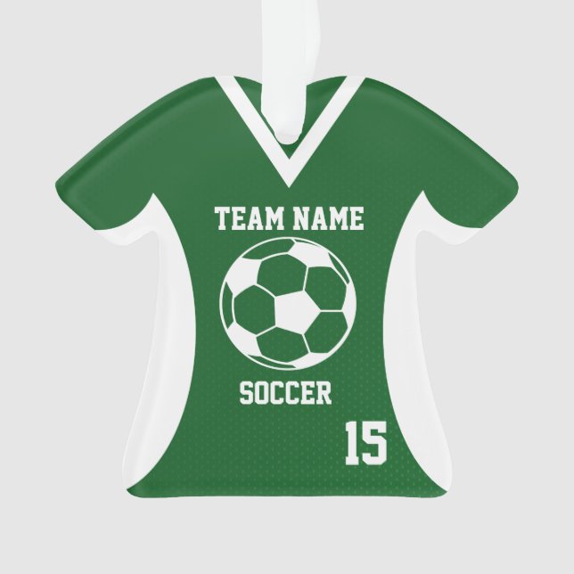 Soccer Sports Jersey Green with Photo Ornament (Front)