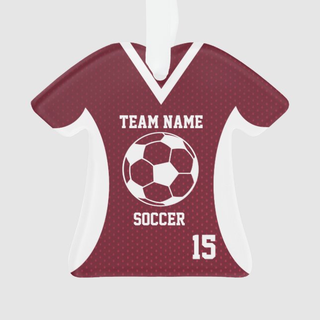Soccer Sports Jersey Maroon with Photo Ornament (Front)