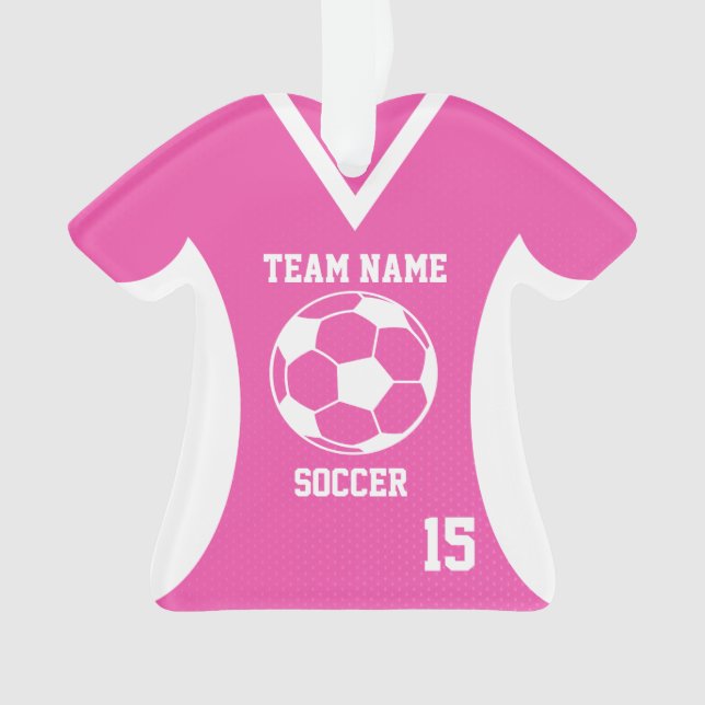 Soccer Sports Jersey Pink with Photo Ornament (Front)