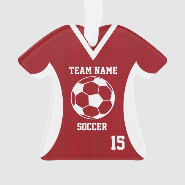 Soccer Sports Jersey Red with Photo Ornament (Front)