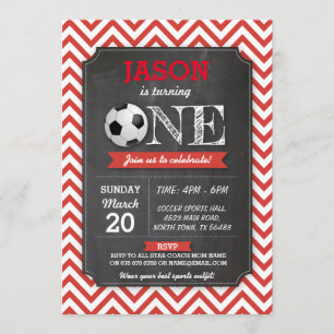 Soccer Sports Party Football 1st Birthday Invite