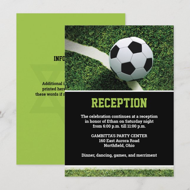 Soccer Stadium at Night Bar Mitzvah Reception Card (Front/Back)