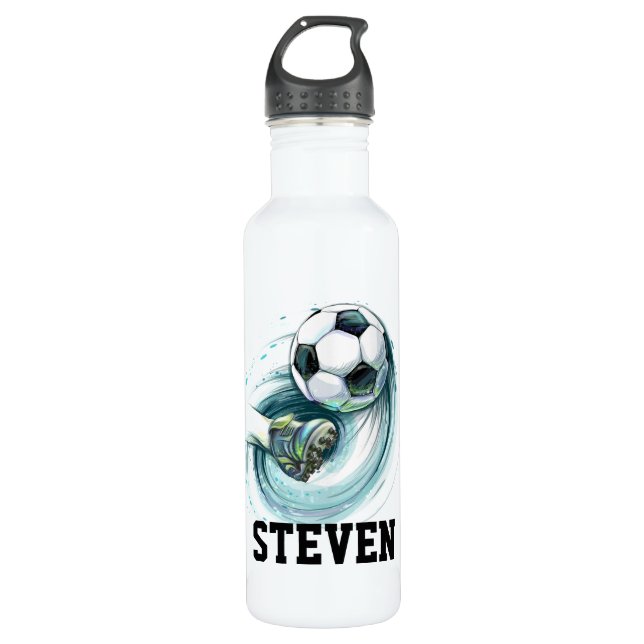 Soccer Stainless Steel Water Bottle (Front)