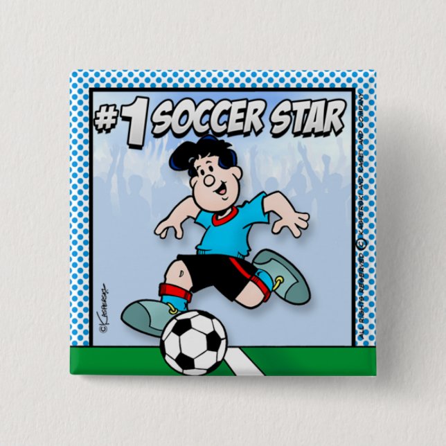Soccer Star 15 Cm Square Badge (Front)