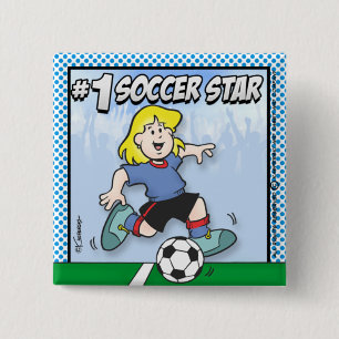 Soccer Star 15 Cm Square Badge