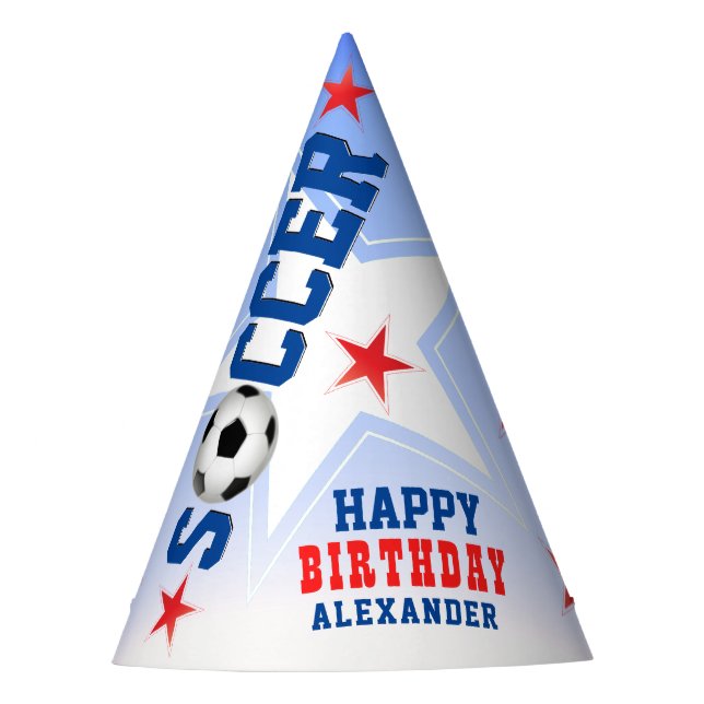 Soccer Star Birthday Party Hat (Front)