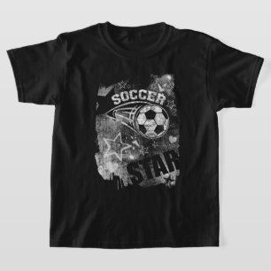 Soccer Star, Black Grunge Soccer T-Shirt