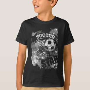 Soccer Star, Black Grunge Soccer T-Shirt