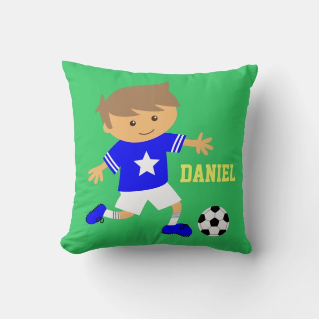 Soccer Star Boy Football Bedroom Personalised Cushion (Front)