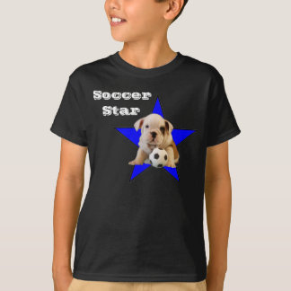 Soccer Star Bulldog Puppy Dark T-Shirt