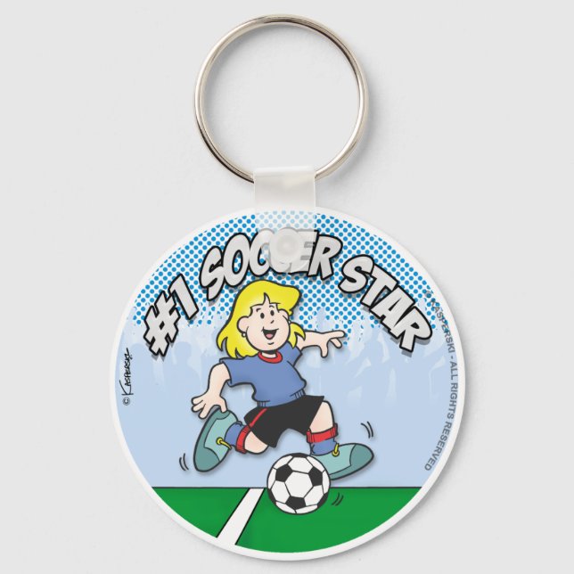 Soccer Star Girl Key Ring (Front)