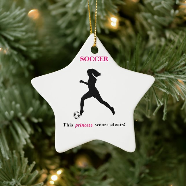 Soccer Star "Princess wears cleats" Ceramic Tree Decoration (Tree)