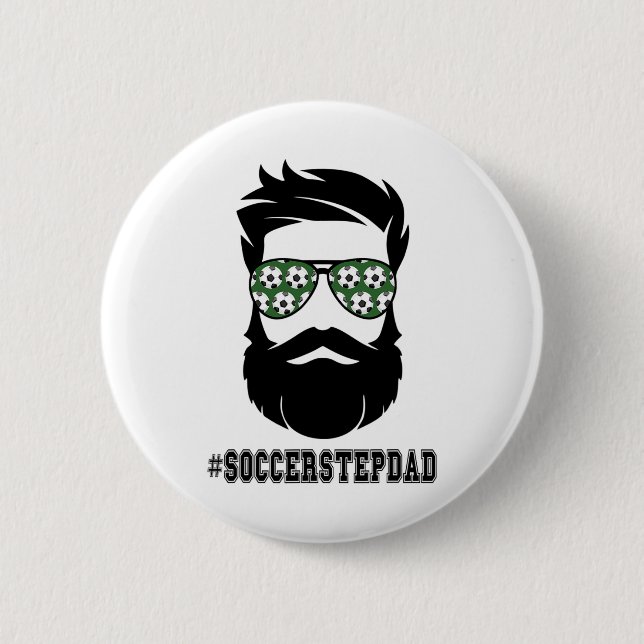 Soccer Stepdad With Beard Step Dad Step Father Ste 6 Cm Round Badge (Front)