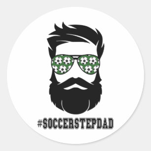 Soccer Stepdad With Beard Step Dad Step Father Ste Classic Round Sticker