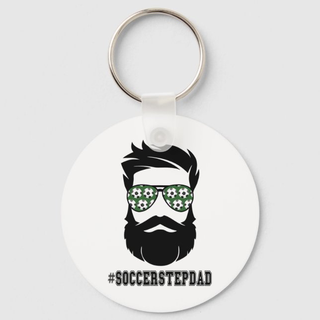 Soccer Stepdad With Beard Step Dad Step Father Ste Key Ring (Front)