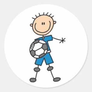 Soccer Stick Figure Classic Round Sticker