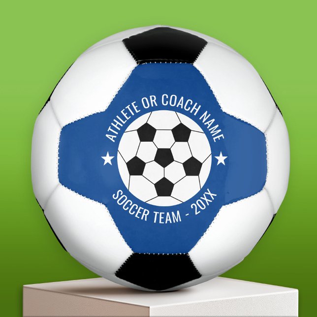 Soccer Team - Athlete Name and Year - Blue Football (Custom Soccer Ball)