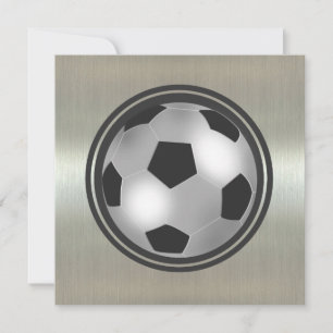 Soccer Team Black and Silver Invitations