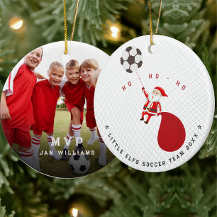 Soccer Team Coach MVP Santa Christmas  Ceramic Tree Decoration