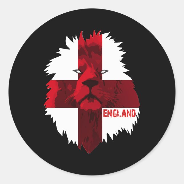 Soccer Team England National Pride Lion Flag Classic Round Sticker (Front)