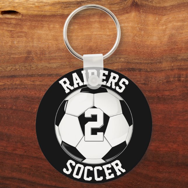 Soccer Team Name and Player Number Custom Key Ring (Front)