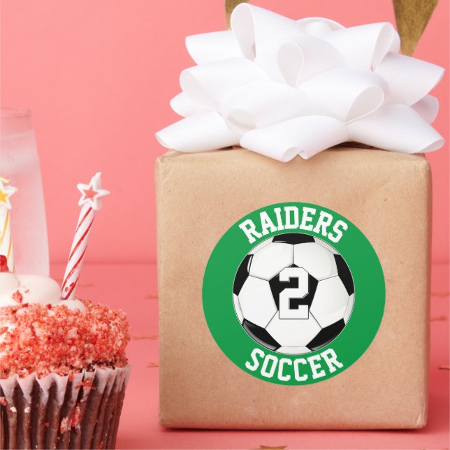 Soccer Team Name and Player Number Personalised Classic Round Sticker (Party)