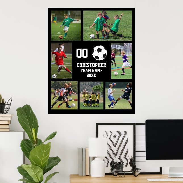 Soccer Team Name Photo Collage  Poster (Home Office)