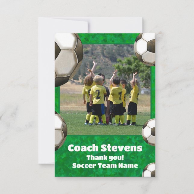 Soccer Team Photo Soccer Balls Soccer Coach  Thank You Card (Front)