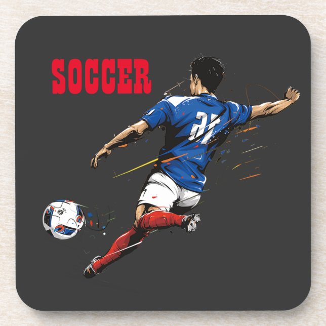 Soccer Team Player Hard plastic coaster (Front)