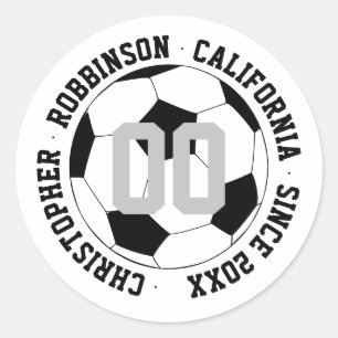 Soccer Team Player Personalised Classic Round Sticker