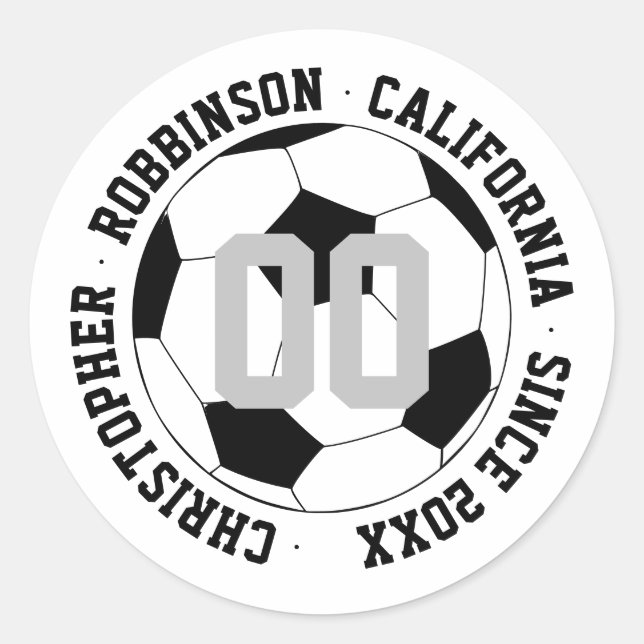 Soccer Team Player Personalised Classic Round Sticker (Front)